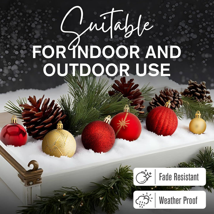 Pelle & Sol 108Pcs Christmas Baubles Set – Gold & Red Shatterproof Ornaments