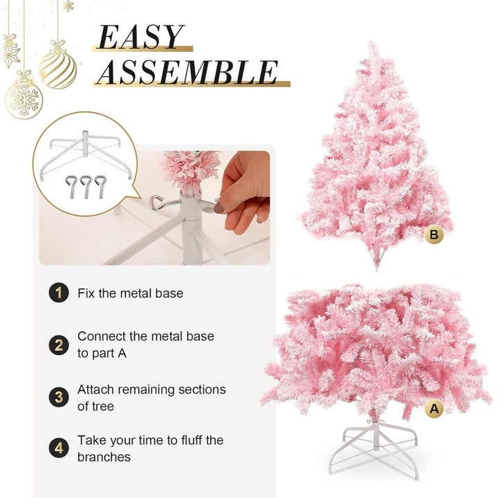 Pink Artificial Christmas Tree – Realistic Branches with Metal Stand