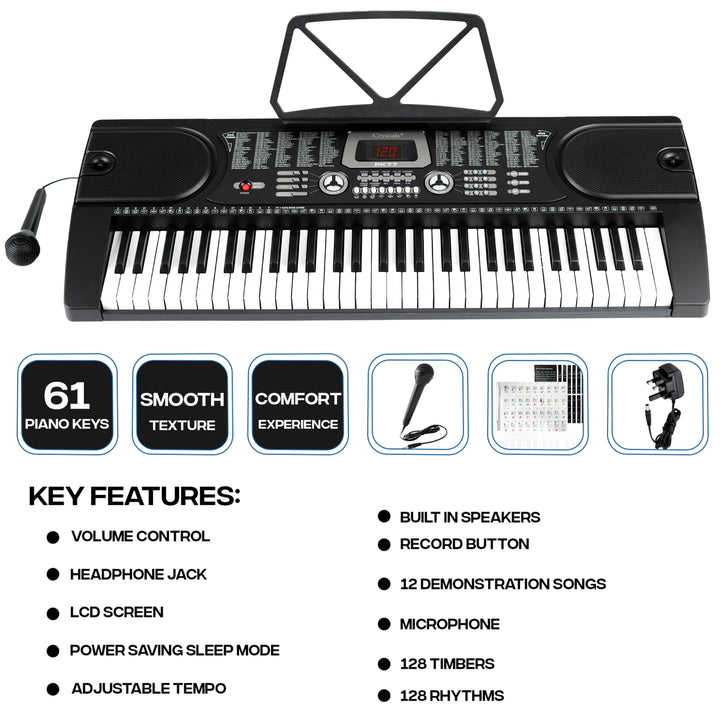 61-Key Digital Keyboard Piano – Electric Piano with Microphone & 24 Demo Songs