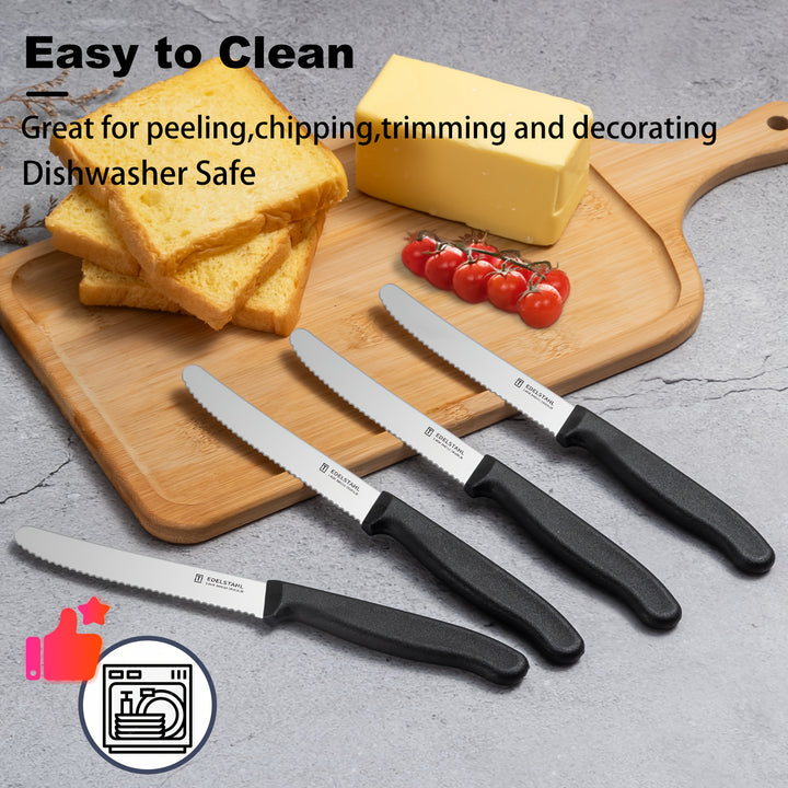 6Pcs Serrated Tomato Knives – Stainless Steel Sharp Table Knife Set