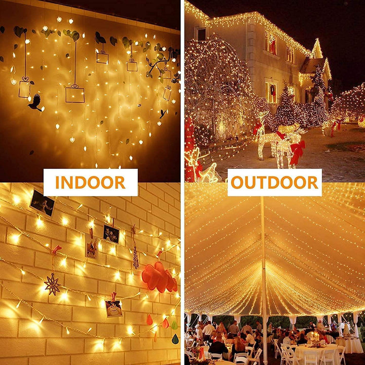 1000 LED Fairy Lights 100m – Cool/Warm White or Multicolour, 8 Modes & Timer