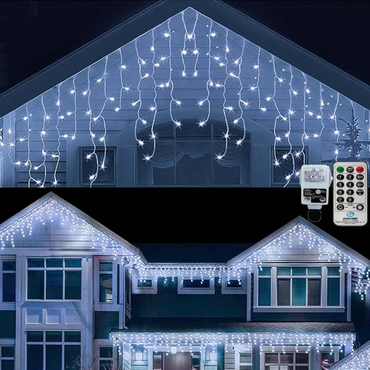 10m 400 LED Icicle Lights – Outdoor Fairy String with Remote Control