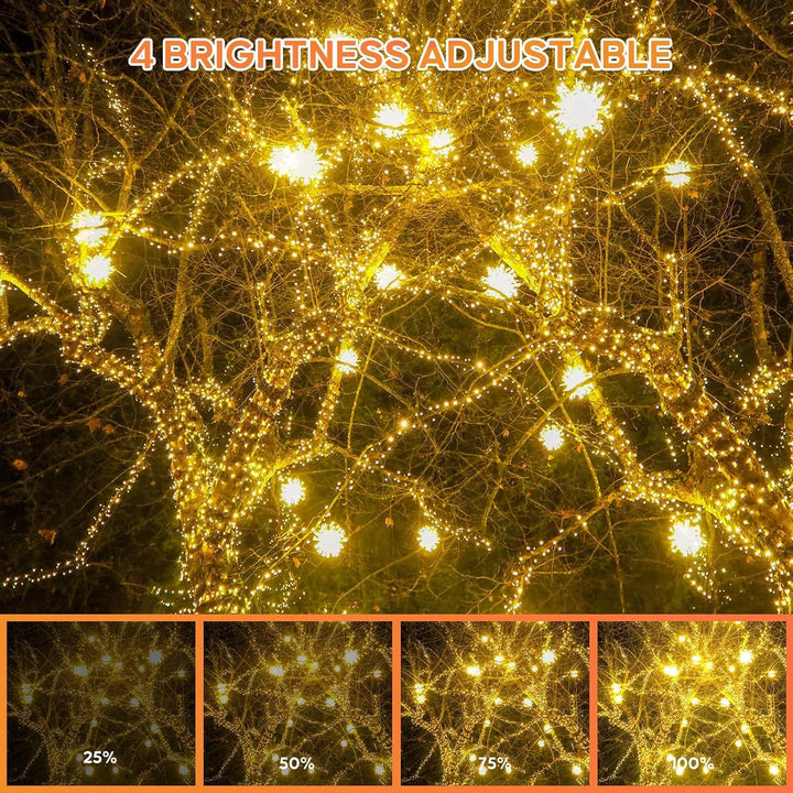 100m 800 LED Outdoor Christmas Fairy Lights – Warm White, Remote, Timer, 8 Modes