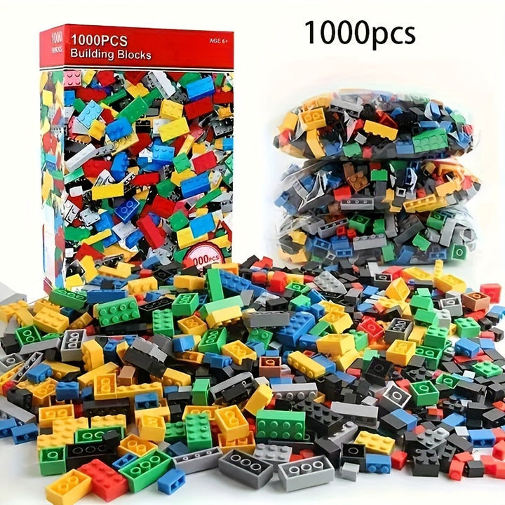 500/1000pcs Building Bricks Set – Classic Colour Creative Blocks for Kids