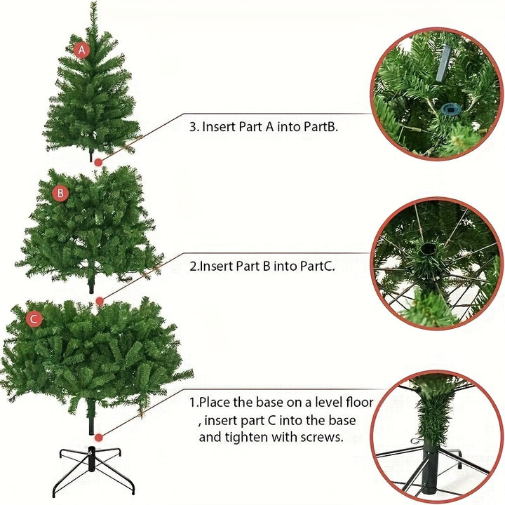 Artificial Christmas Tree with Sturdy Black Stand – Green Foliage & Red Berries