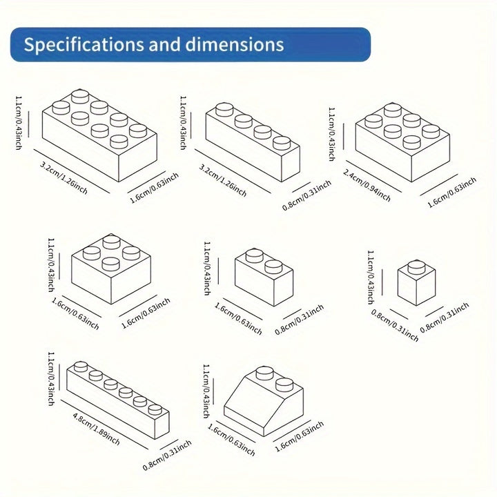500/1000pcs Building Bricks Set – Classic Colour Creative Blocks for Kids