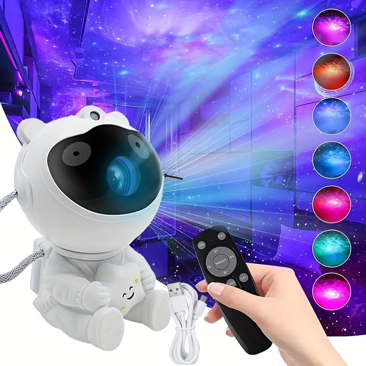 Astronaut Star Projector – Galaxy Night Light with 8 Modes, Timer & Remote