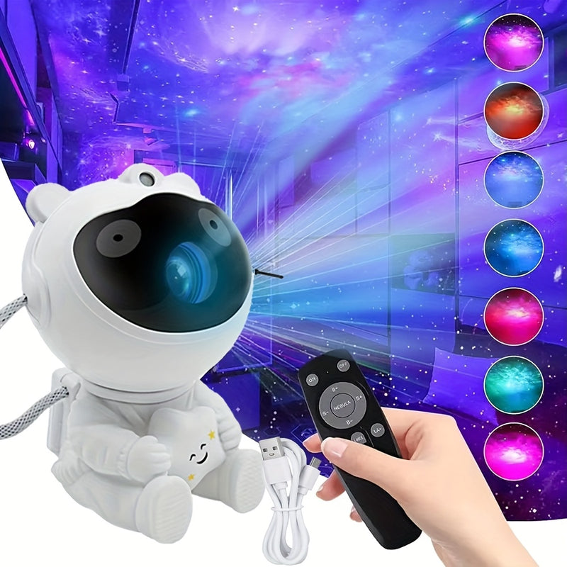 Astronaut Star Projector – Galaxy Night Light with 8 Modes, Timer & Remote