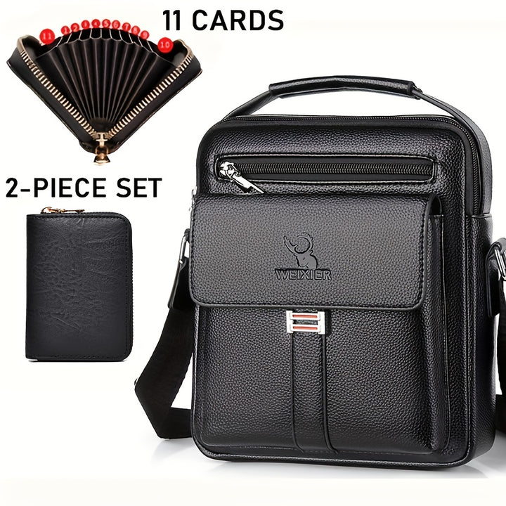 WEIXIER Men’s Vintage Shoulder Bag – Business Casual Crossbody with Zip Pockets