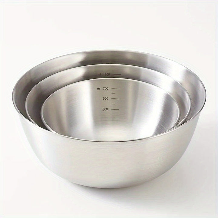 3Pcs Stainless Steel Mixing Bowl Set – Durable Kitchen Bowls for Baking & Cooking