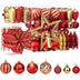 106Pcs Red & Gold Christmas Baubles Set – Shatterproof Ornaments with Hooks