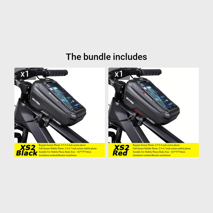 WILD Bicycle Handlebar Bag – 6.8'' Phone Case, Top Tube Storage