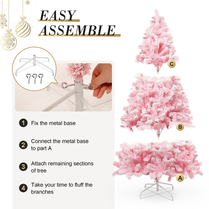 Pink Artificial Christmas Tree – Realistic Branches with Metal Stand