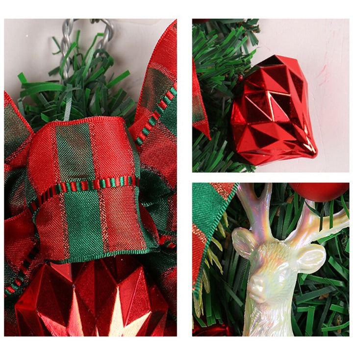 Pre-Decorated Red & Green Christmas Wreath – Pine Cones, Berries & Bow