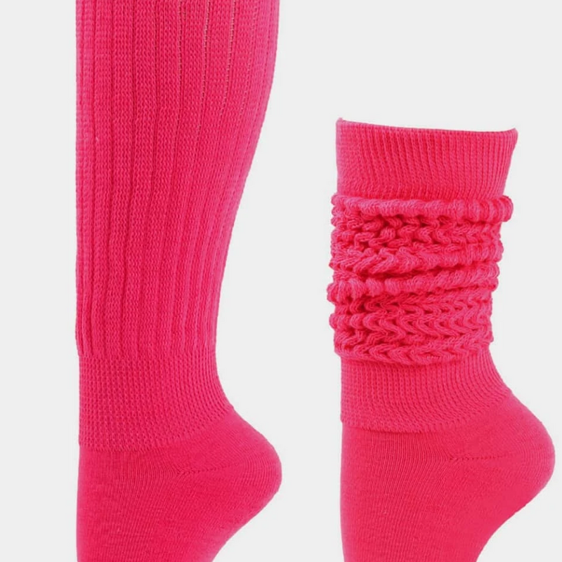 Telooco Slouch Socks for Women 1 Pair Long Boot Scrunch Sock Soft Thick Stacked Socks for Fall Winter Warm US Size 6-11(Rosy)