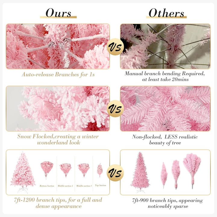 Pink Artificial Christmas Tree – Realistic Branches with Metal Stand