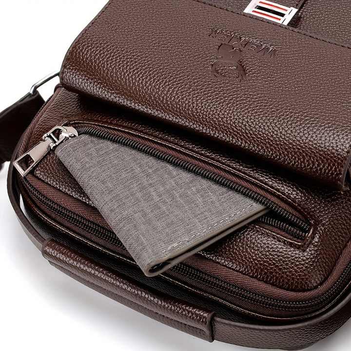 WEIXIER Men’s Vintage Shoulder Bag – Business Casual Crossbody with Zip Pockets