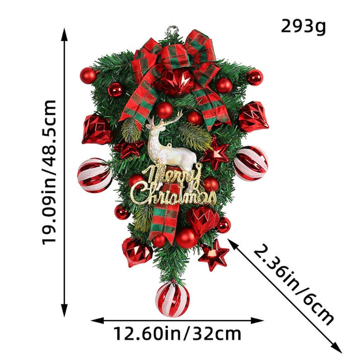 Pre-Decorated Red & Green Christmas Wreath – Pine Cones, Berries & Bow