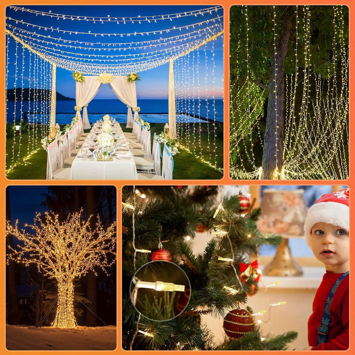 100m 800 LED Outdoor Christmas Fairy Lights – Warm White, Remote, Timer, 8 Modes