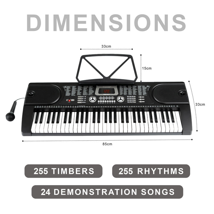 61-Key Digital Keyboard Piano – Electric Piano with Microphone & 24 Demo Songs