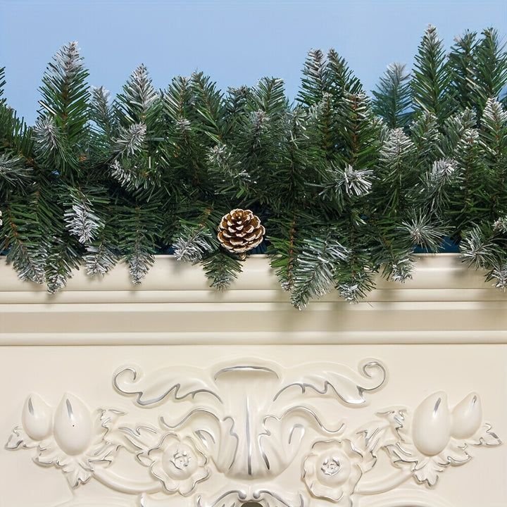 5.49m Christmas Garland – Snow-Tipped Green with 24 Pine Cones