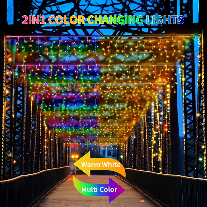 23.29m 780 LED Icicle Lights – 8 Modes, Timer, Remote Control, Connectable