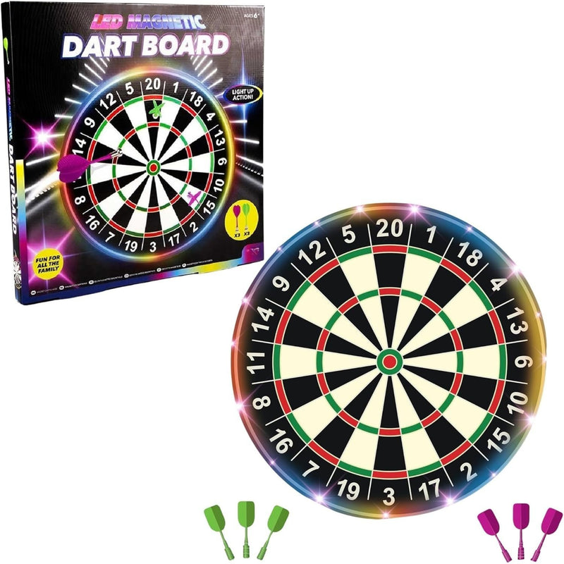 Magnetic Dartboard Set – LED Light-Up Safe Darts Game for Kids (41cm)