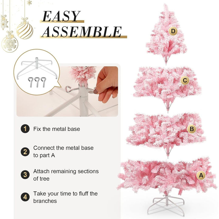 Pink Artificial Christmas Tree – Realistic Branches with Metal Stand