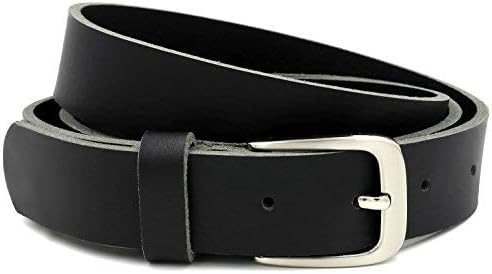 Mens full-leather belt in black made out of buffalo leather, 30mm wide and about 3-4mm thick, can be shortened, suit, jeans #GSw300801 (waist size 95cm)