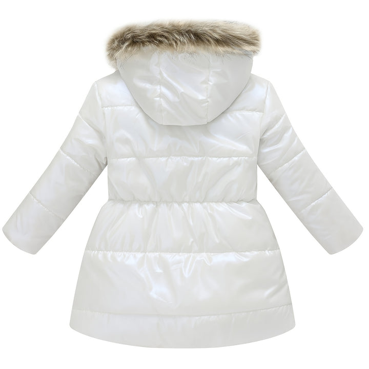 Boys & Girls Winter Jacket – Thick Glossy Hooded Mid-Length Coat