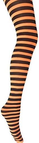 MYSASI Children's Striped Tights s (3-5 years, Neon Orange & Black)