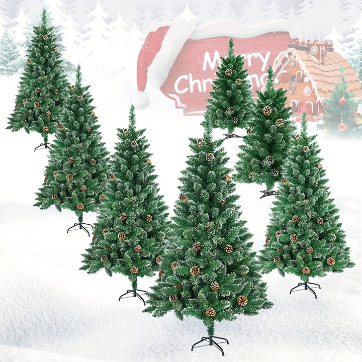Artificial Christmas Tree with Snow Effect – Pine Cones & Metal Stand