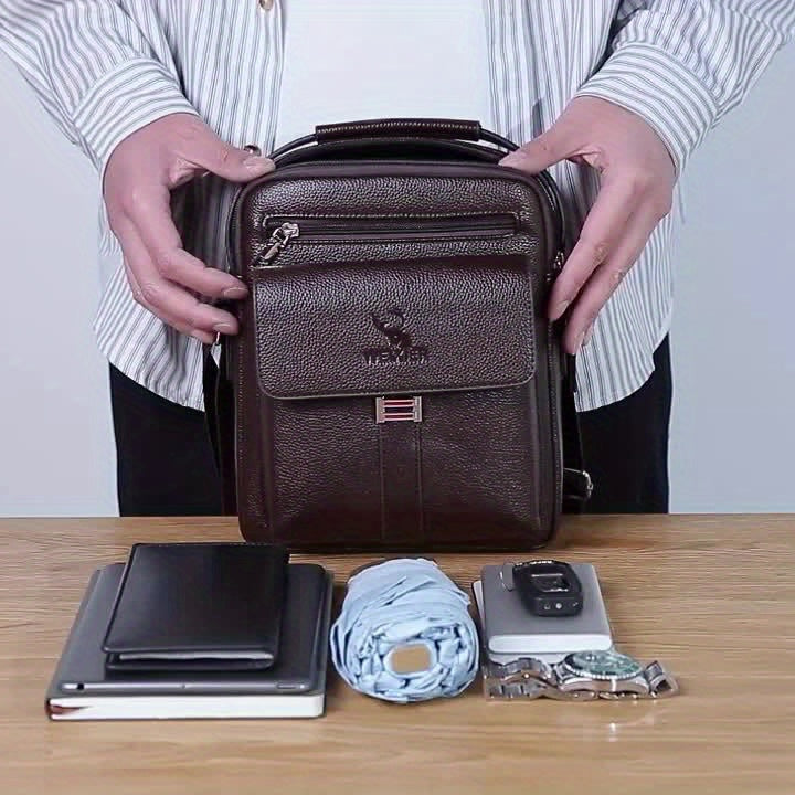 WEIXIER Men’s Vintage Shoulder Bag – Business Casual Crossbody with Zip Pockets