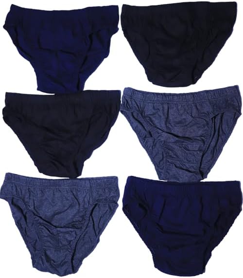 Bonnin Luxury Briefs Classic Sports Men's Briefs Slips Underwear Cotton Pants Soft Breathable Comfortable Hip Waistband Black, Navy and Grey (6pcs)(X-Large)