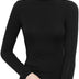 Zueauns Womens Polo Stretch Roll High Neck Long Sleeves T-Shirt Ladies Thermal Underwear Turtle Neck Top Shirt Tee(Black,3XL)
