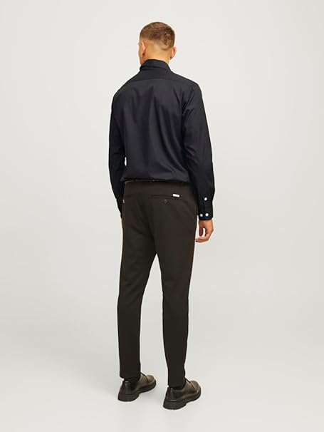 JJ REBEL Men's Jrebgavin Solid Shirt Ls Noos, Black, 2XL