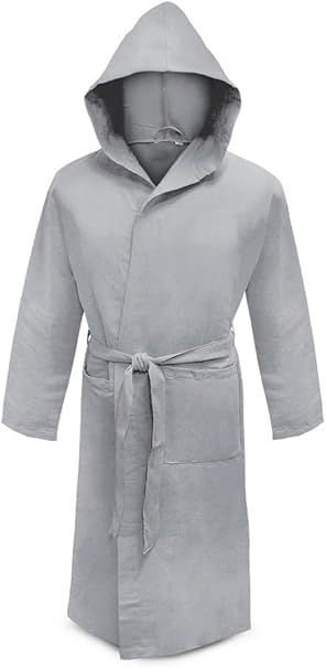 Puraluna Soft Microfiber Hooded Bathrobe with Outdoor Bag Unisex, grey, 3XL