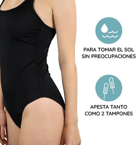 MYLILY Period Swimsuit Black I Beachwear Women During the Period I Period Swimming I Additional Protection on the Beach | For Light Days I Zero Waste, black, XXS