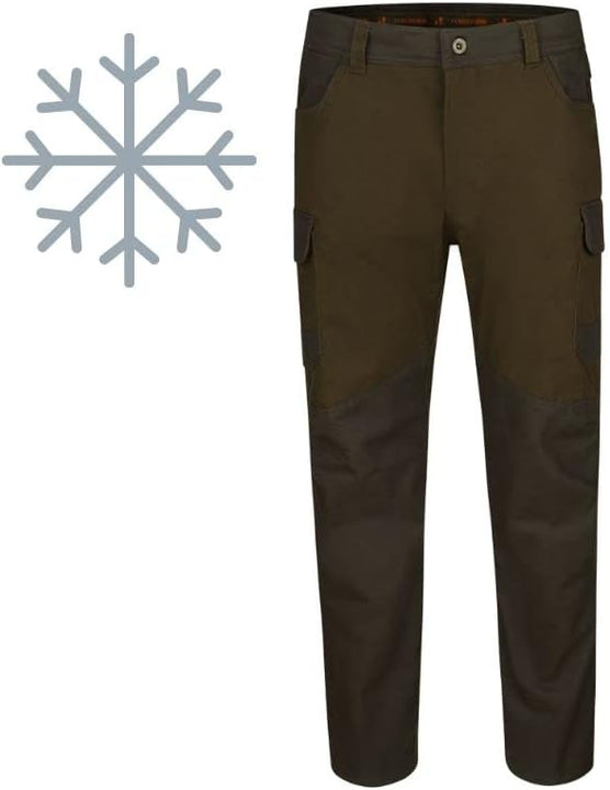 STEIGER Percussion Men's Warm Hunting Trousers Autumn Winter with Fleece Lined Sitting Trousers, Brown, 33