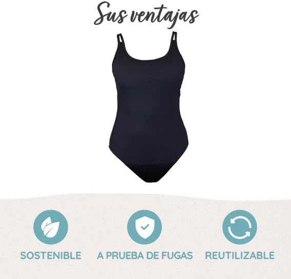 MYLILY Period Swimsuit Black I Beachwear Women During the Period I Period Swimming I Additional Protection on the Beach | For Light Days I Zero Waste, black, XXS