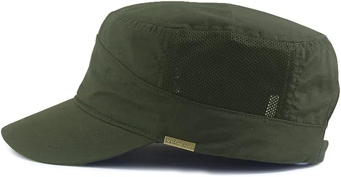 YAMEE Mesh Military Cap Plus Size Hats for Men Summer XL Army Hats Quick Qry Short Bill Hat Cadet Cap (as8, Alpha, x_l, Green)