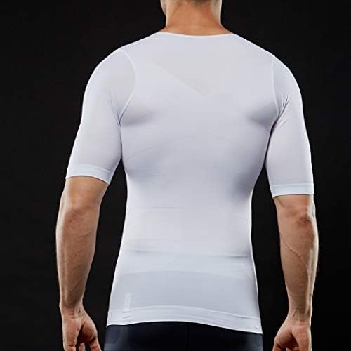 Peony.T Men's Body Shapewear Belly Compression T-Shirt Slimming Top Wear Muscle Tank Wasit Trainer Undershirts Tummy Control White, L
