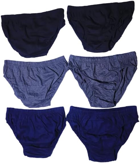 Bonnin Luxury Briefs Classic Sports Men's Briefs Slips Underwear Cotton Pants Soft Breathable Comfortable Hip Waistband Black, Navy and Grey (6pcs)(X-Large)