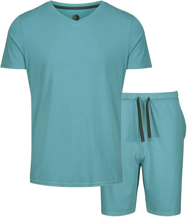 Light & Shade Men's Top and Short Bottoms Pyjama Set Blue, S