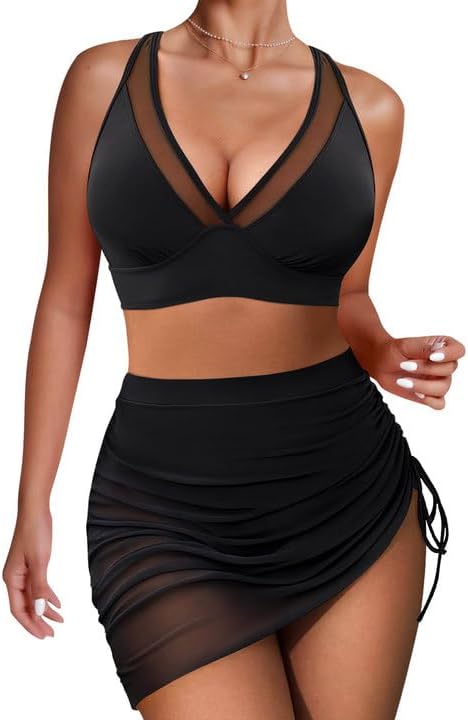 High Waisted Bikini Set Tummy Control Bikini Sets for Women, Adjustable Swimming Costumes for Grils Womens Beach Water Sport