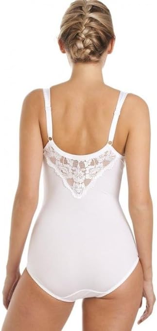 Camille Womens Ladies White Underwired Non Padded Floral Lace Shapewear Body 36B