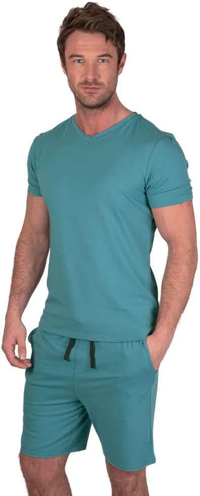 Light & Shade Men's Top and Short Bottoms Pyjama Set Blue, S