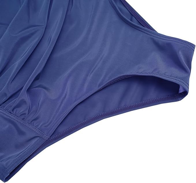 Aidotop Womens One Piece Swimsuit Tummy Control Swimwear with Retro Ruched Monokini Bathing Suits（18Navy Blue,L）