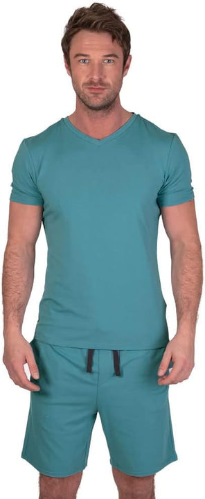 Light & Shade Men's Top and Short Bottoms Pyjama Set Blue, S