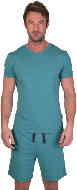 Light & Shade Men's Top and Short Bottoms Pyjama Set Blue, S